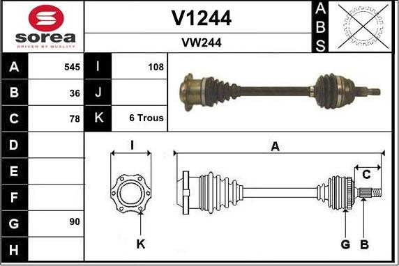 SNRA V1244 - Приводной вал autospares.lv