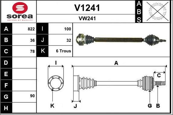 SNRA V1241 - Приводной вал autospares.lv