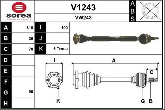 SNRA V1243 - Приводной вал autospares.lv