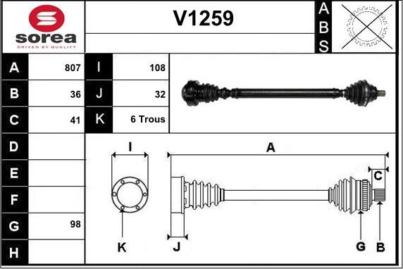 SNRA V1259 - Приводной вал autospares.lv