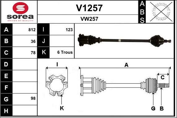 SNRA V1257 - Приводной вал autospares.lv