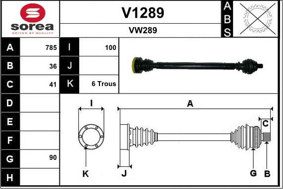 SNRA V1289 - Приводной вал autospares.lv