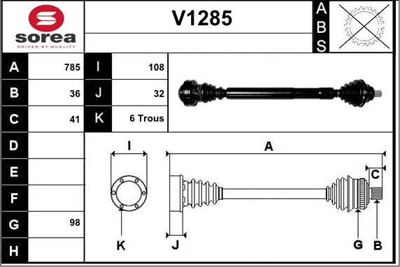 SNRA V1285 - Приводной вал autospares.lv