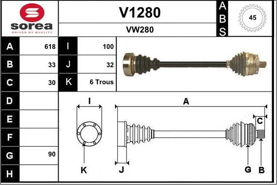 SNRA V1280 - Приводной вал autospares.lv