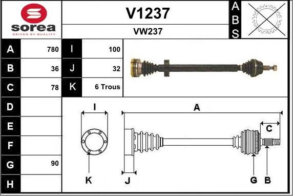 SNRA V1237 - Приводной вал autospares.lv