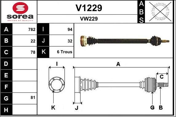 SNRA V1229 - Приводной вал autospares.lv