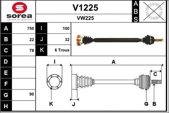 SNRA V1225 - Приводной вал autospares.lv