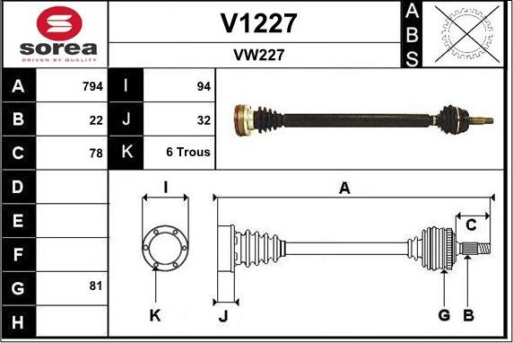 SNRA V1227 - Приводной вал autospares.lv