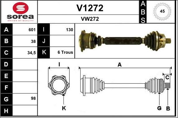 SNRA V1272 - Приводной вал autospares.lv
