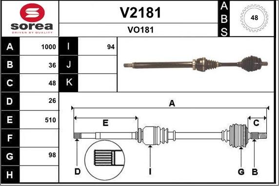 SNRA V2181 - Приводной вал autospares.lv