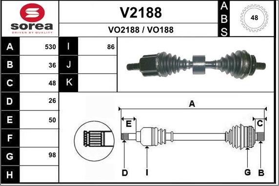 SNRA V2188 - Приводной вал autospares.lv