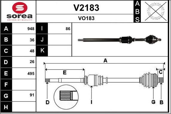 SNRA V2183 - Приводной вал autospares.lv