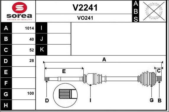 SNRA V2241 - Приводной вал autospares.lv