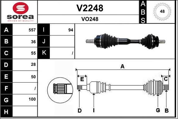 SNRA V2248 - Приводной вал autospares.lv