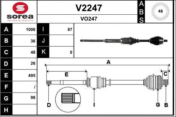 SNRA V2247 - Приводной вал autospares.lv