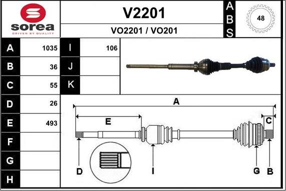 SNRA V2201 - Приводной вал autospares.lv