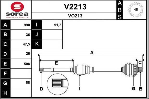 SNRA V2213 - Приводной вал autospares.lv