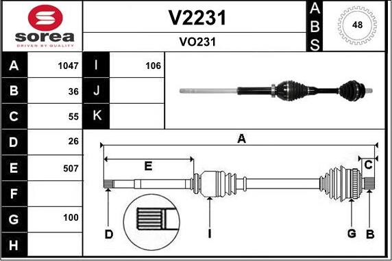 SNRA V2231 - Приводной вал autospares.lv