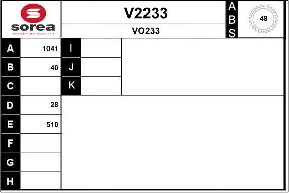 SNRA V2233 - Приводной вал autospares.lv