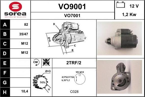 SNRA VO9001 - Стартер autospares.lv