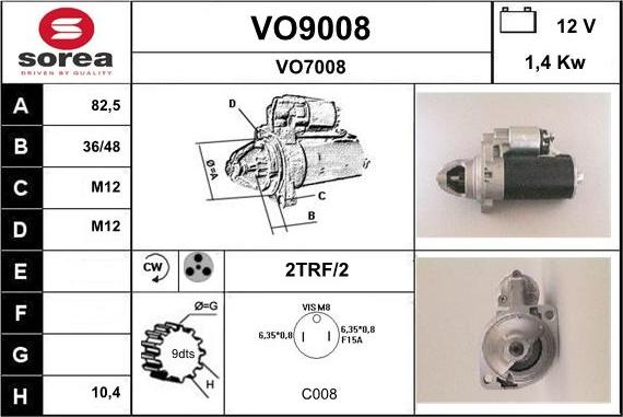 SNRA VO9008 - Стартер autospares.lv