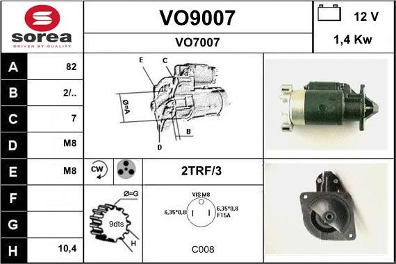 SNRA VO9007 - Стартер autospares.lv