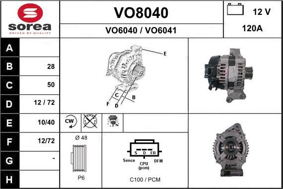 SNRA VO8040 - Генератор autospares.lv