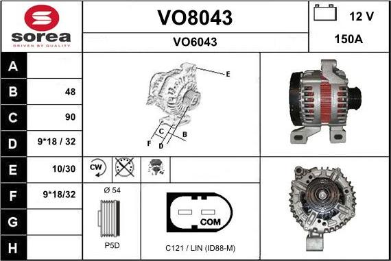 SNRA VO8043 - Генератор autospares.lv