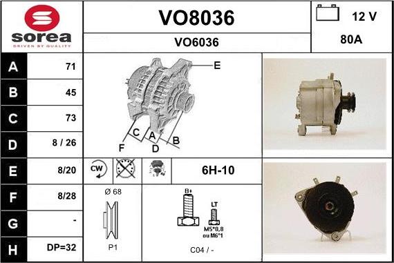 SNRA VO8036 - Генератор autospares.lv