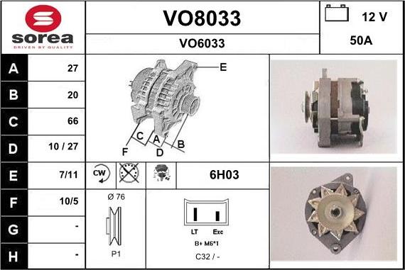 SNRA VO8033 - Генератор autospares.lv