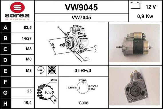 SNRA VW9045 - Стартер autospares.lv