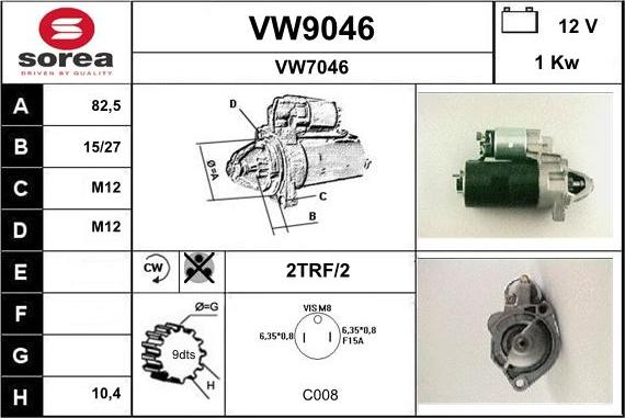 SNRA VW9046 - Стартер autospares.lv