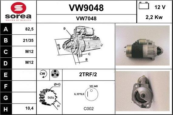 SNRA VW9048 - Стартер autospares.lv