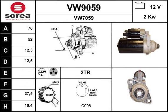 SNRA VW9059 - Стартер autospares.lv