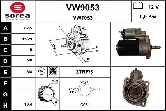 SNRA VW9053 - Стартер autospares.lv