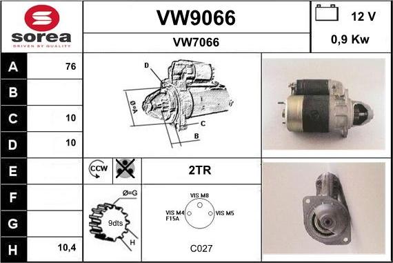 SNRA VW9066 - Стартер autospares.lv