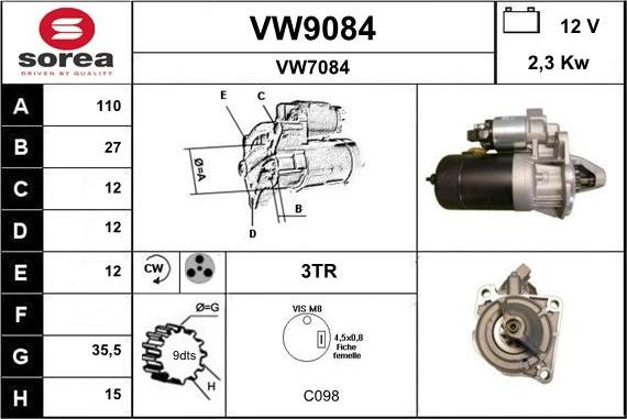 SNRA VW9084 - Стартер autospares.lv