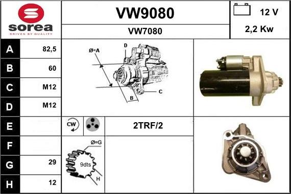 SNRA VW9080 - Стартер autospares.lv