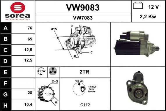 SNRA VW9083 - Стартер autospares.lv