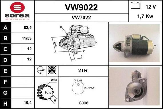 SNRA VW9022 - Стартер autospares.lv