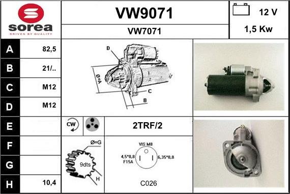 SNRA VW9071 - Стартер autospares.lv