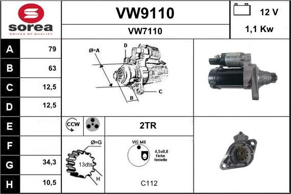 SNRA VW9110 - Стартер autospares.lv