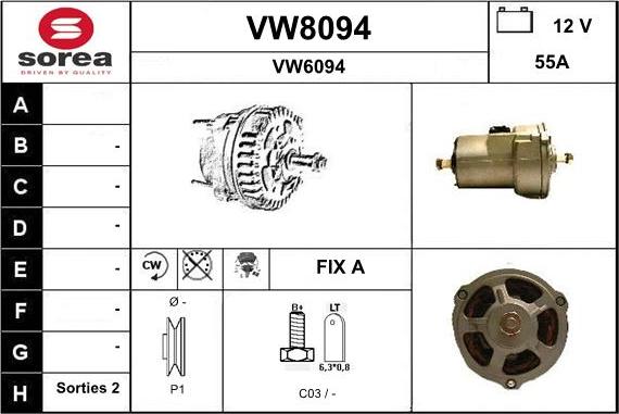 SNRA VW8094 - Генератор autospares.lv