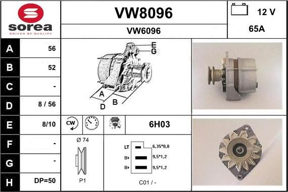 SNRA VW8096 - Генератор autospares.lv
