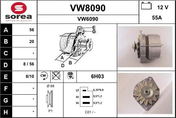 SNRA VW8090 - Генератор autospares.lv