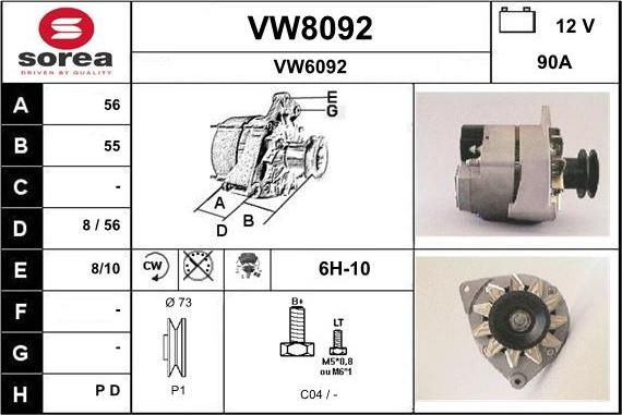 SNRA VW8092 - Генератор autospares.lv