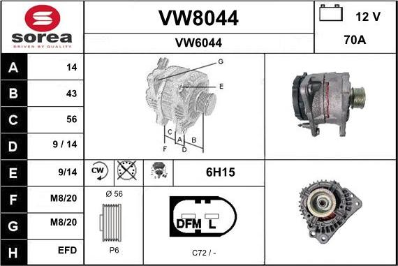 SNRA VW8044 - Генератор autospares.lv