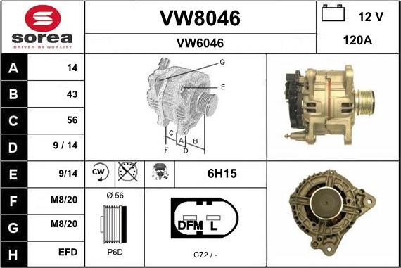 SNRA VW8046 - Генератор autospares.lv