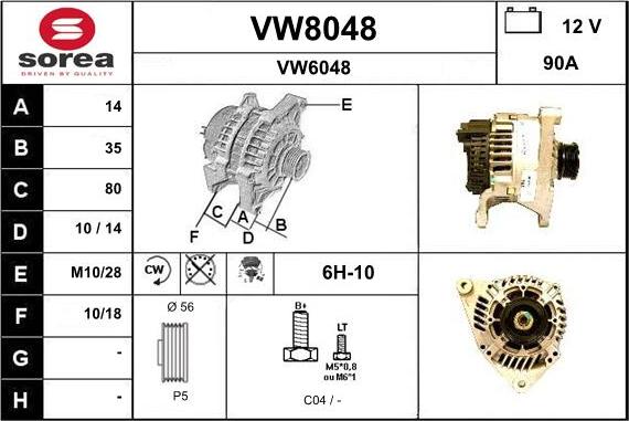 SNRA VW8048 - Генератор autospares.lv