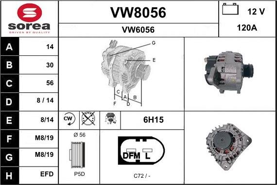 SNRA VW8056 - Генератор autospares.lv